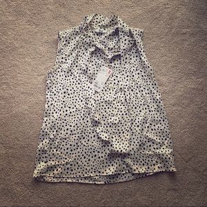 Uniqlo Printed Bow Tie Sleeveless Blouse